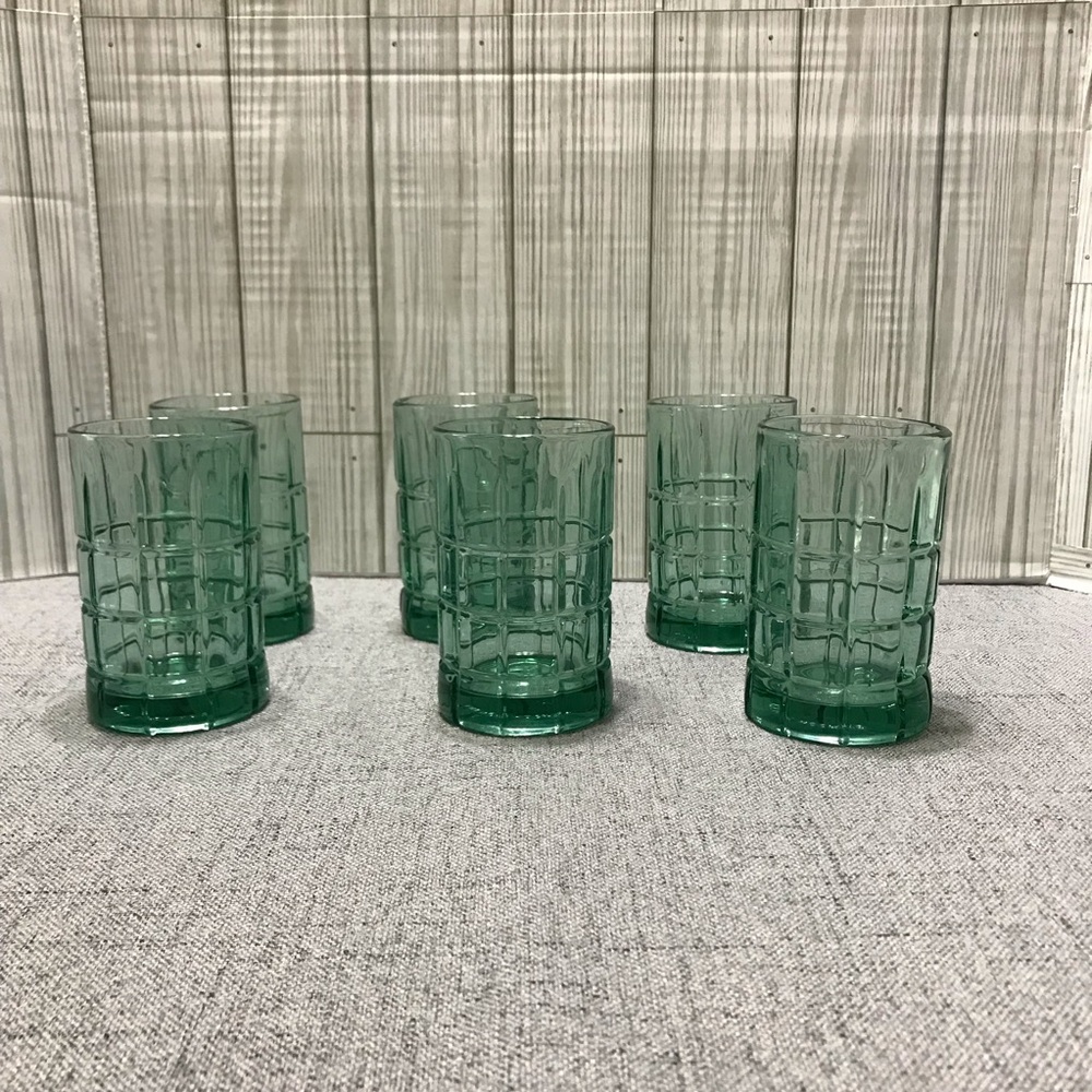 Vintage Anchor Hocking tartan Juice glasses.